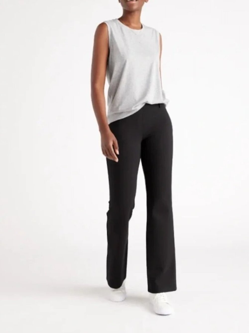 Quince Ultra Stretch Bootcut Ponte Pants Pull On Stretch Flat Front Large Petite